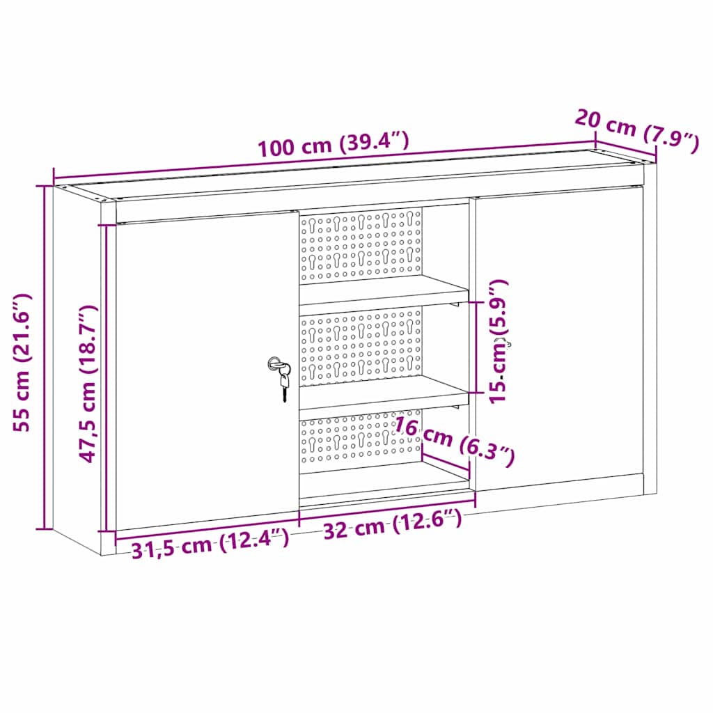 Mobile per attrezzi con blocco Rosso e Grigio 100 x 20 x 55 cm | homemem39