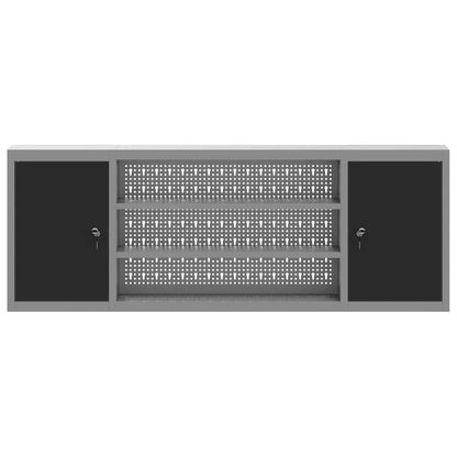 Mobile per attrezzi con blocco Nero e Grigio 150 x 20 x 55 cm | homemem39