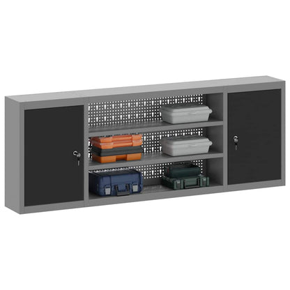 Mobile per attrezzi con blocco Nero e Grigio 150 x 20 x 55 cm | homemem39