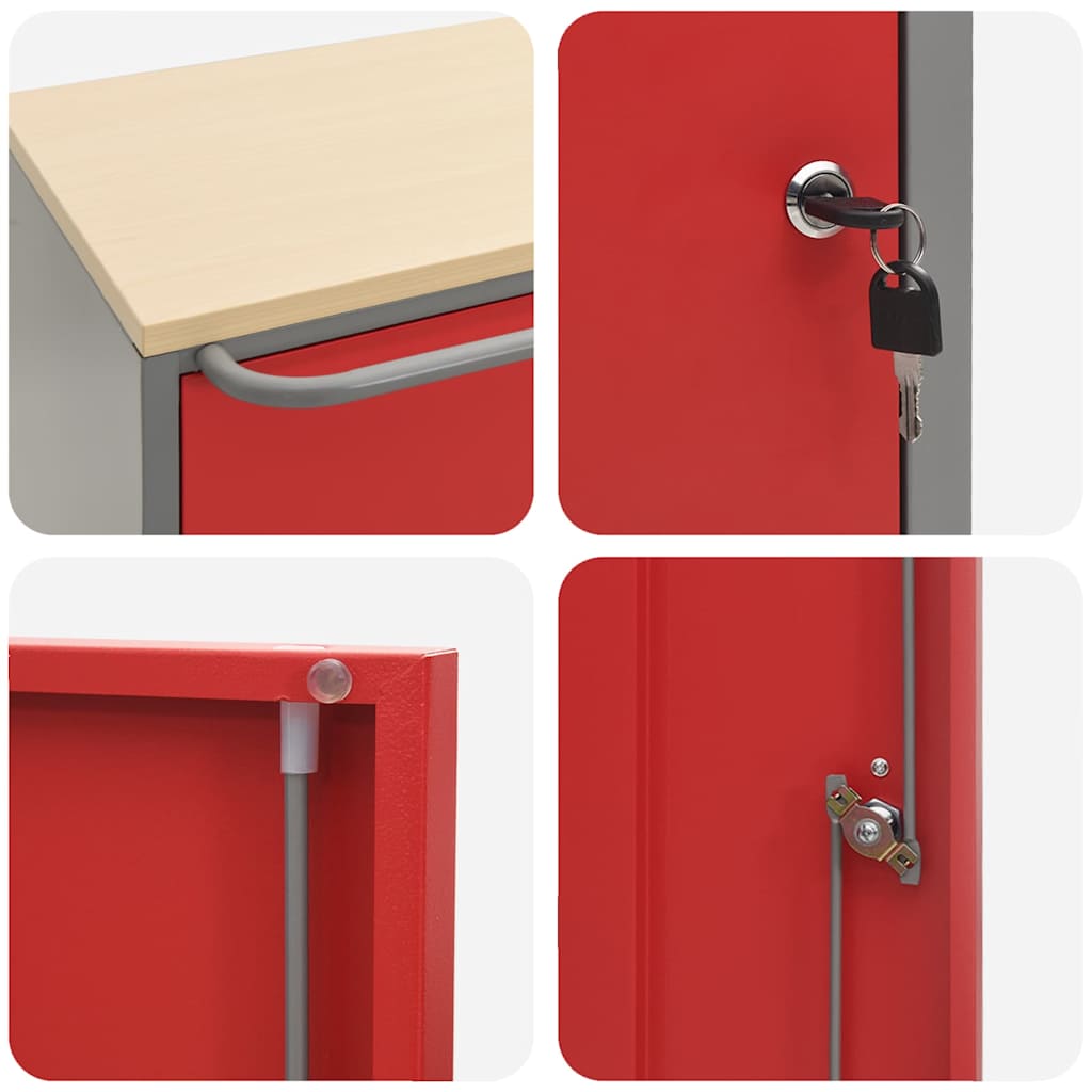 Banco da lavoro con lo scaffale Rosso e Grigio 75 x 45 x 85 cm | homemem39