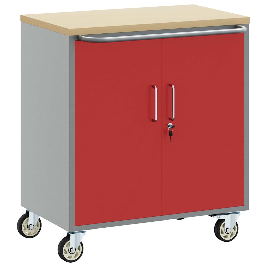 Banco da lavoro con lo scaffale Rosso e Grigio 75 x 45 x 85 cm | homemem39