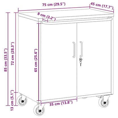 Banco da lavoro con lo scaffale Rosso e Grigio 75 x 45 x 85 cm | homemem39