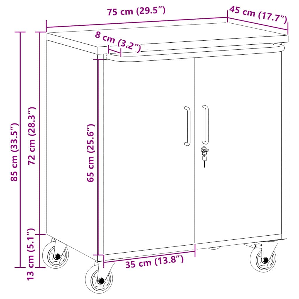 Banco da lavoro con lo scaffale Rosso e Grigio 75 x 45 x 85 cm | homemem39