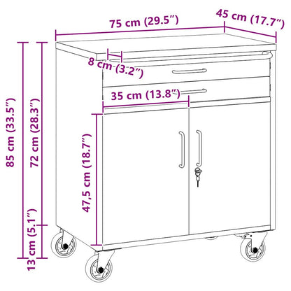 Banco da lavoro con cassetto Nero e Grigio 75 x 45 x 85 cm | homemem39