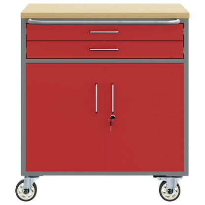 Banco da lavoro con cassetto Rosso e Grigio 75 x 45 x 85 cm | homemem39