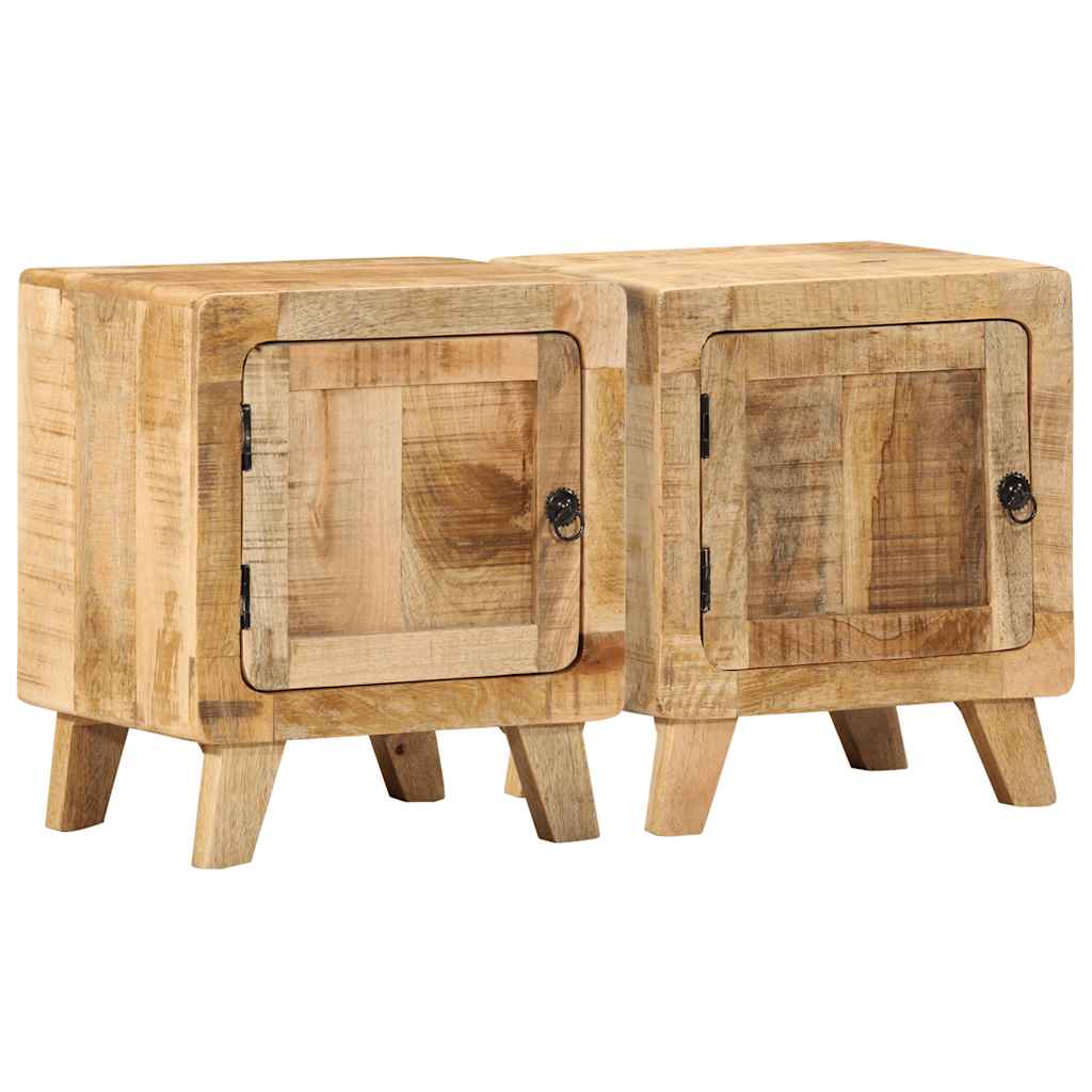 Comodini 2pz 40x32x46 cm in Legno Massello di Mango Grezzo