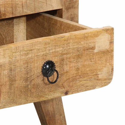 Comodino 40x32x46 cm in Legno Massello di Mango Grezzo - homemem39
