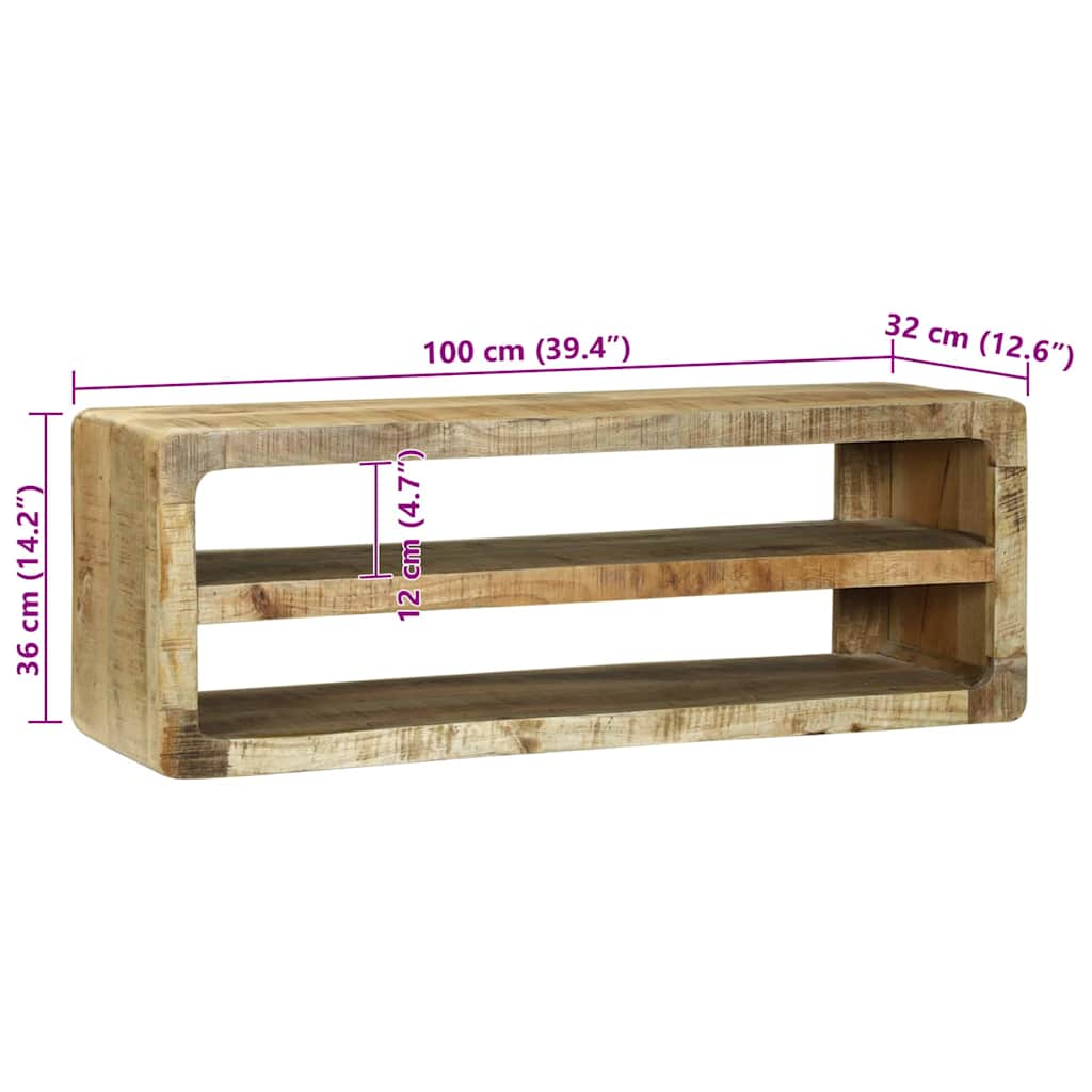 Mobile TV Marrone 100 x 32 x 36 cm Legno massello di mango