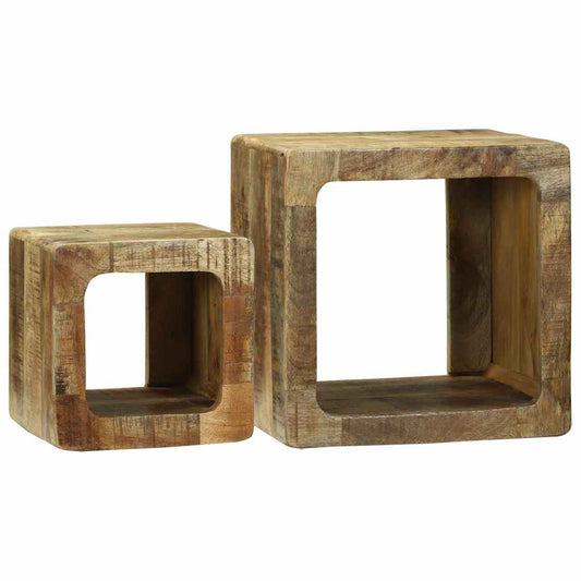 Unità TV 2 pcs Marrone Legno massello di mango ruvido
