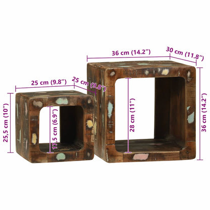 Unità TV 2 pcs Multicolore legno massello di riciclo