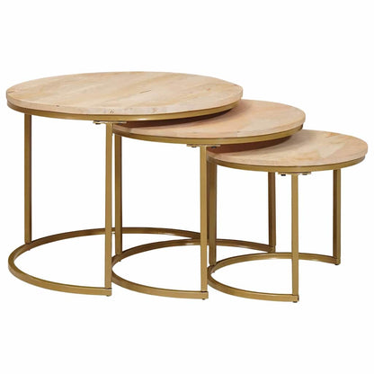 Tavoli da Caffè Nido 3 pcs Legno massello di mango e acciaio | homemem39