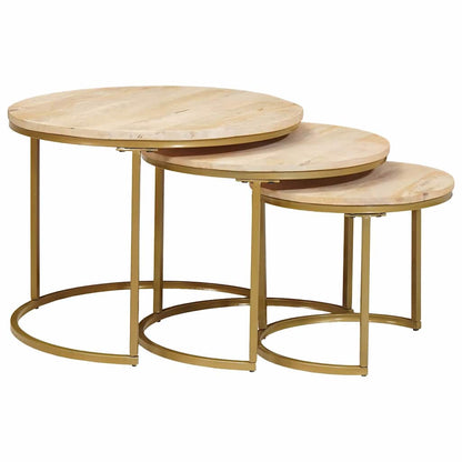 Tavoli da Caffè Nido 3 pcs Legno massello di mango e acciaio | homemem39