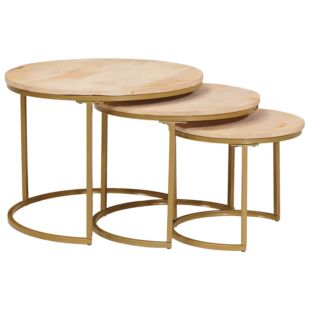 Tavoli da Caffè Nido 3 pcs Legno massello di mango e acciaio | homemem39