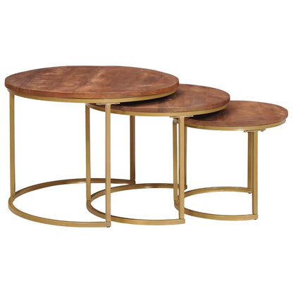 Tavoli da Caffè Nido 3 pcs Legno massello di mango e acciaio | homemem39