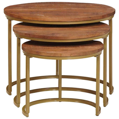 Tavoli da Caffè Nido 3 pcs Legno massello di mango e acciaio | homemem39