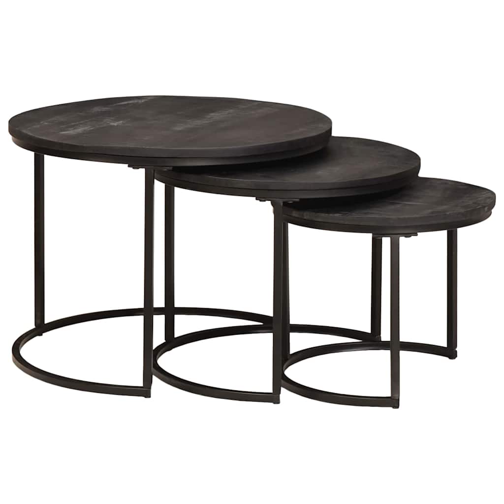 Tavoli da Caffè Nido 3 pcs Legno massello di mango e acciaio | homemem39