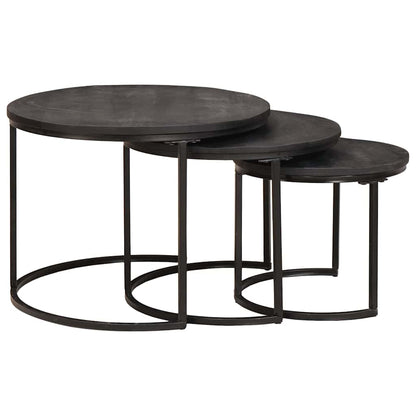 Tavoli da Caffè Nido 3 pcs Legno massello di mango e acciaio | homemem39