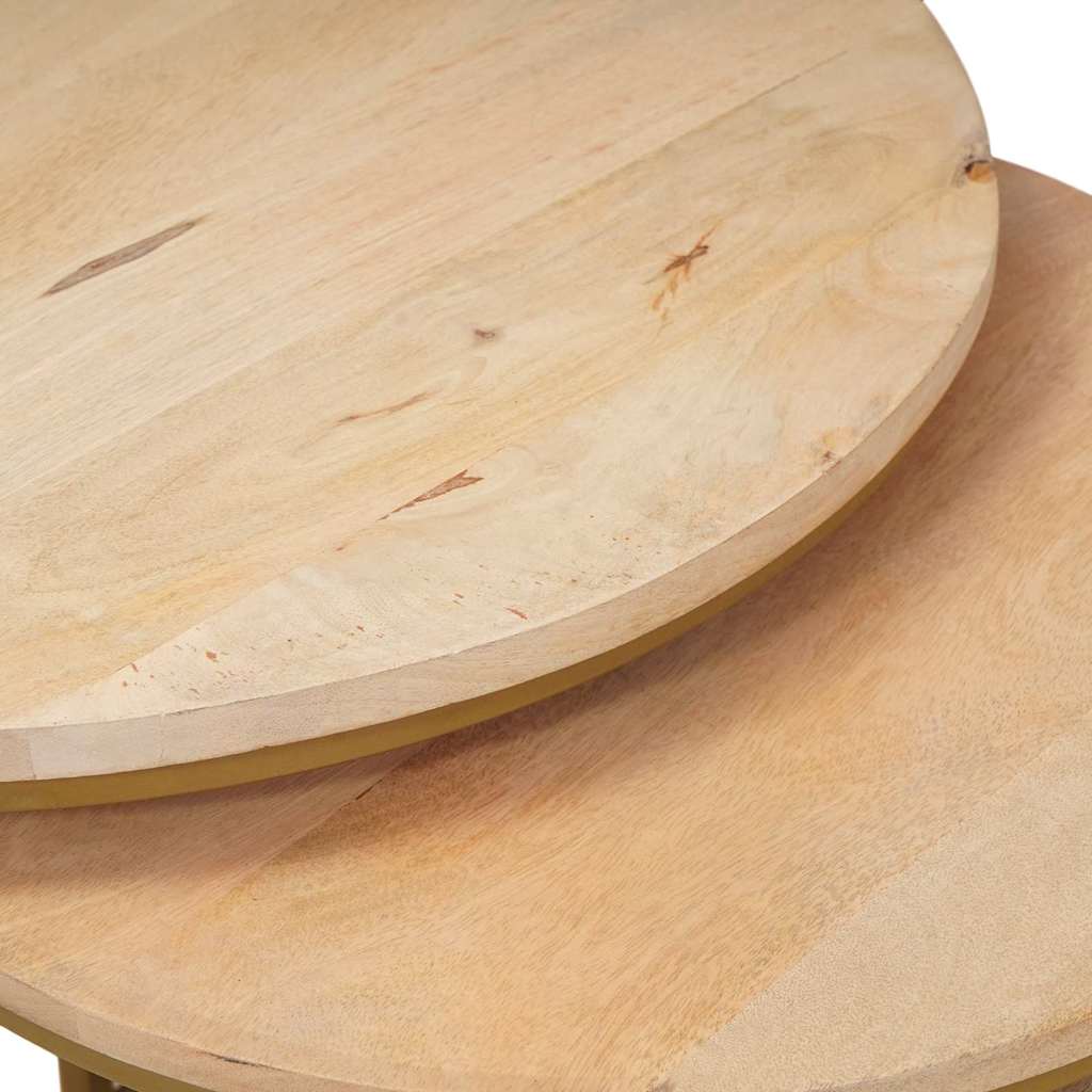 Tavoli da Caffè Nido 3 pcs Legno massello di mango e acciaio
