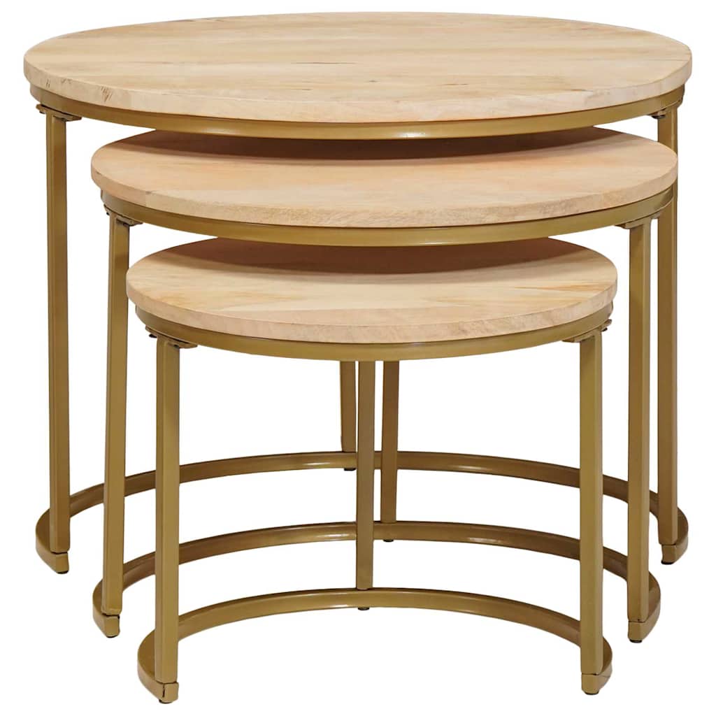 Tavoli da Caffè Nido 3 pcs Legno massello di mango e acciaio
