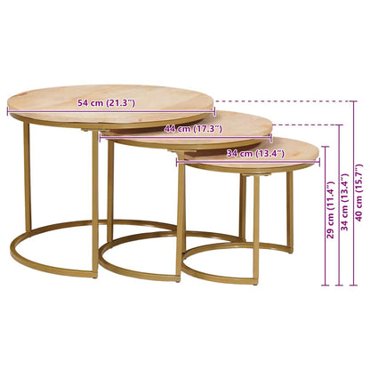 Tavoli da Caffè Nido 3 pcs Legno massello di mango e acciaio