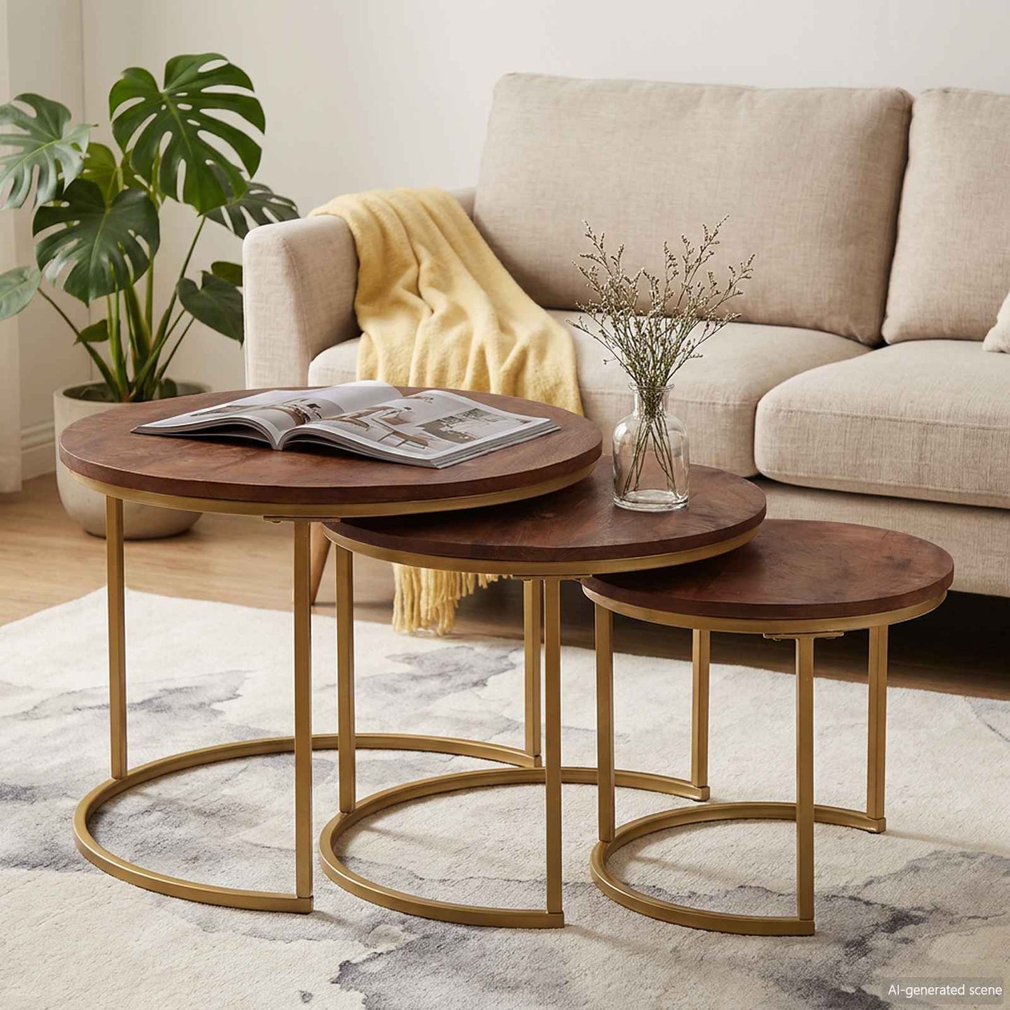 Tavoli da Caffè Nido 3 pcs Legno massello di mango e acciaio | homemem39