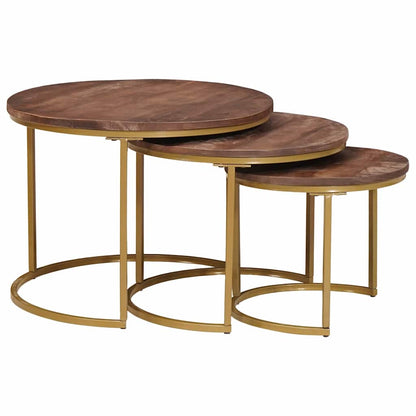 Tavoli da Caffè Nido 3 pcs Legno massello di mango e acciaio | homemem39