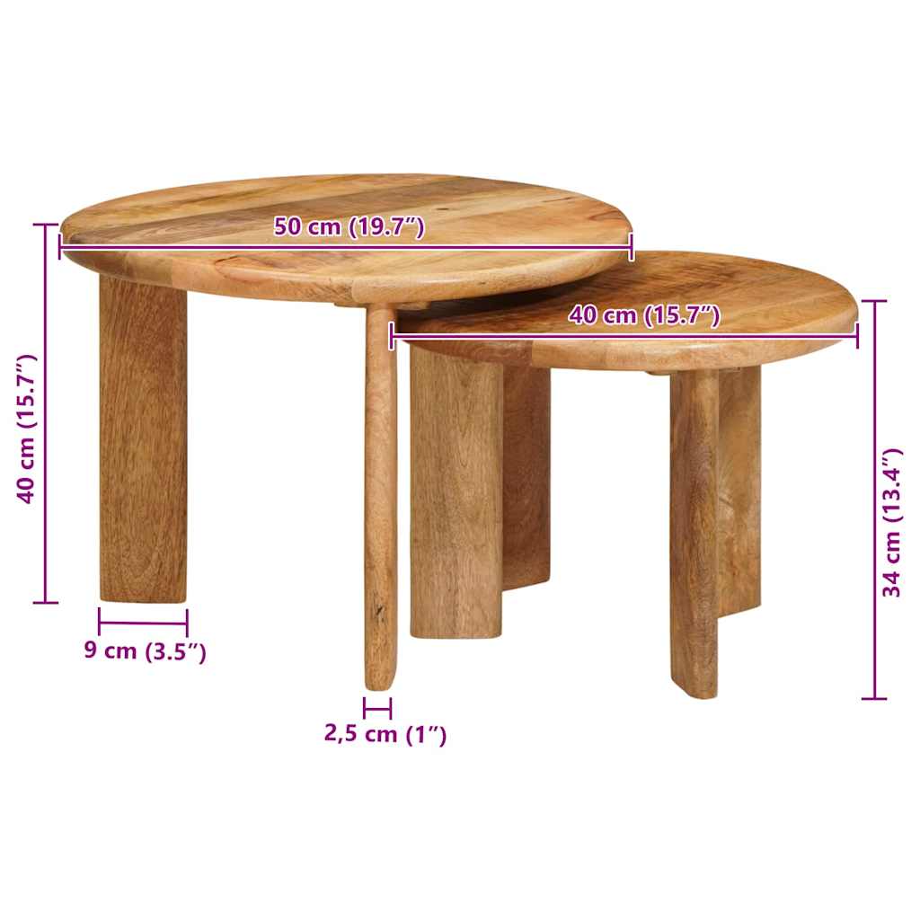 Tavoli da Caffè Nido 2 pcs Marrone Legno di mango massello | homemem39