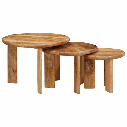 Tavoli da Caffè Nido 3 pcs Marrone Legno di mango massello