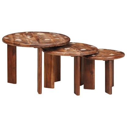 Tavoli da Caffè Nido 3 pcs Multicolore Legno massello riciclato | homemem39