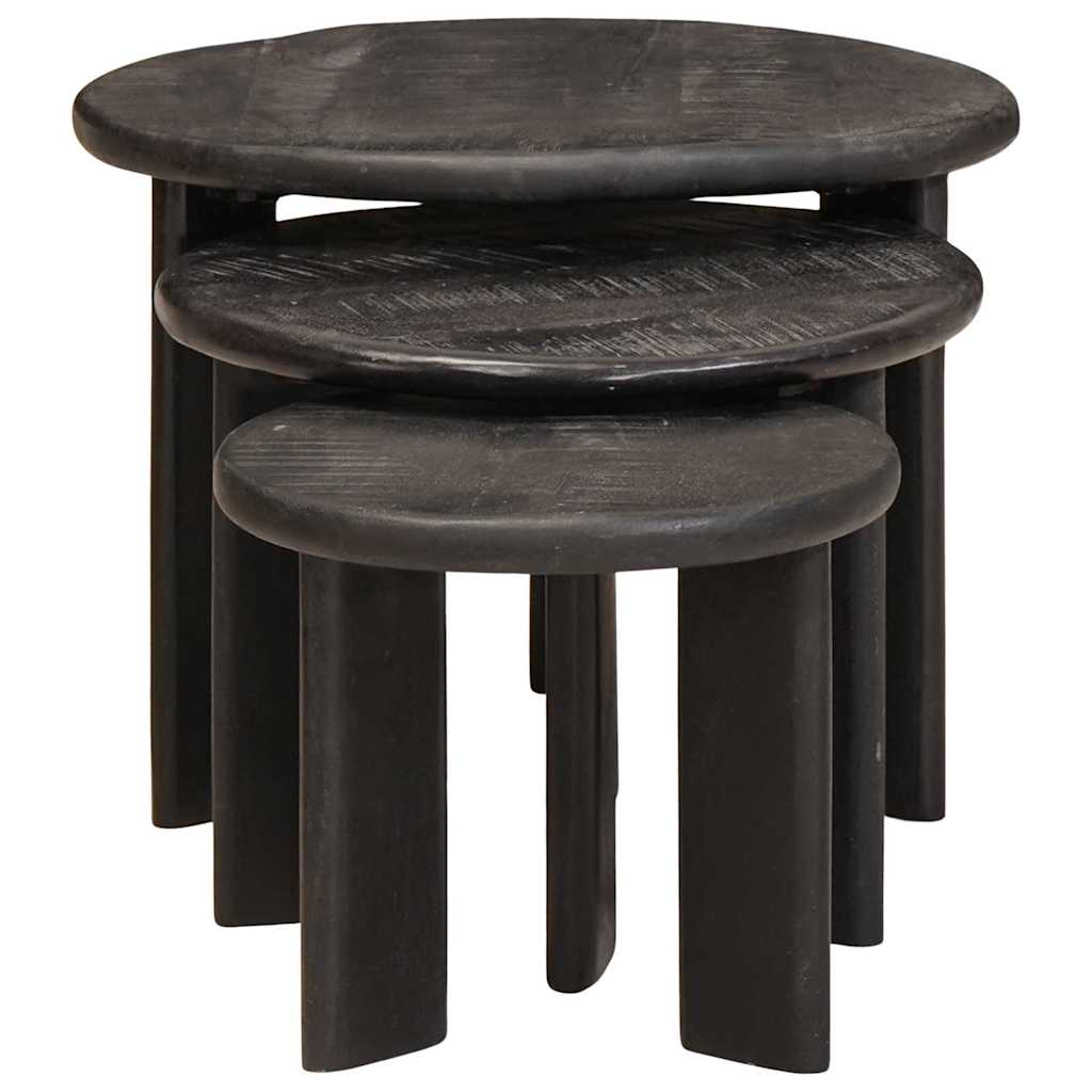 Tavoli da Caffè Nido 3 pcs Bianco Legno di mango massello | homemem39