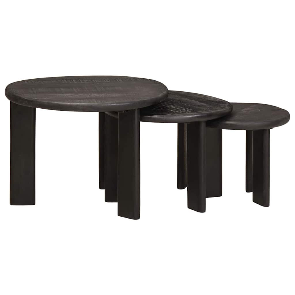 Tavoli da Caffè Nido 3 pcs Bianco Legno di mango massello | homemem39