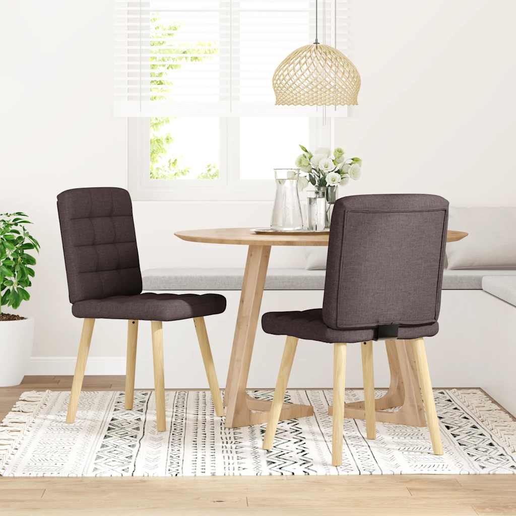 Sedie da Pranzo 2 pz Marrone Scuro in Tessuto | homemem39