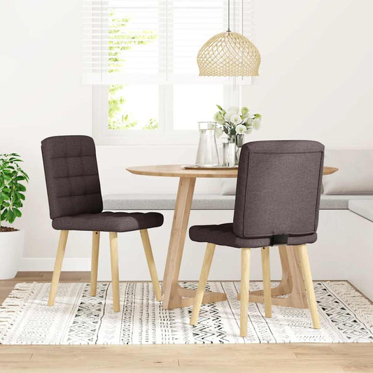 Sedie da Pranzo 2 pz Marrone Scuro in Tessuto | homemem39