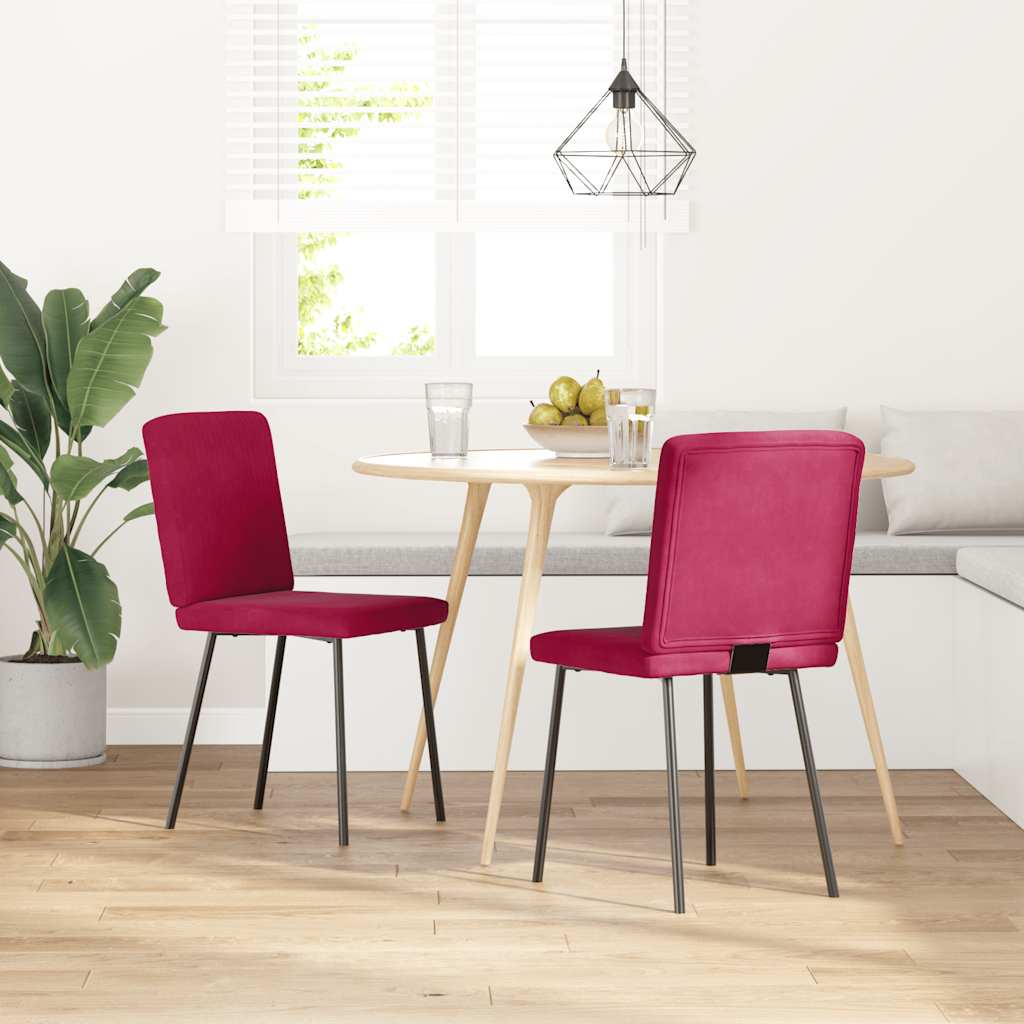 Sedie da Pranzo 2 pz Rosso Vino in Velluto | homemem39