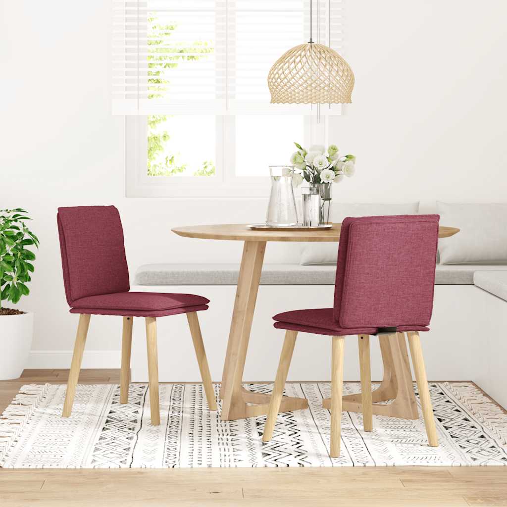 Sedie da Pranzo 2 pz Rosso Vino in Tessuto
