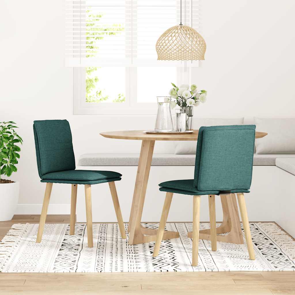 Sedie da Pranzo 2 pz Verde Scuro in Tessuto | homemem39