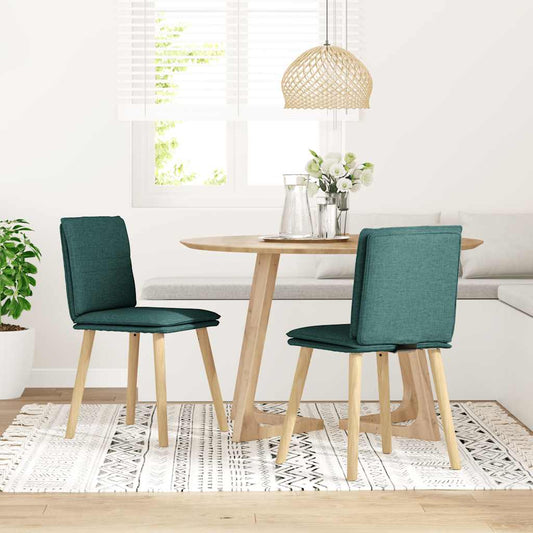 Sedie da Pranzo 2 pz Verde Scuro in Tessuto | homemem39