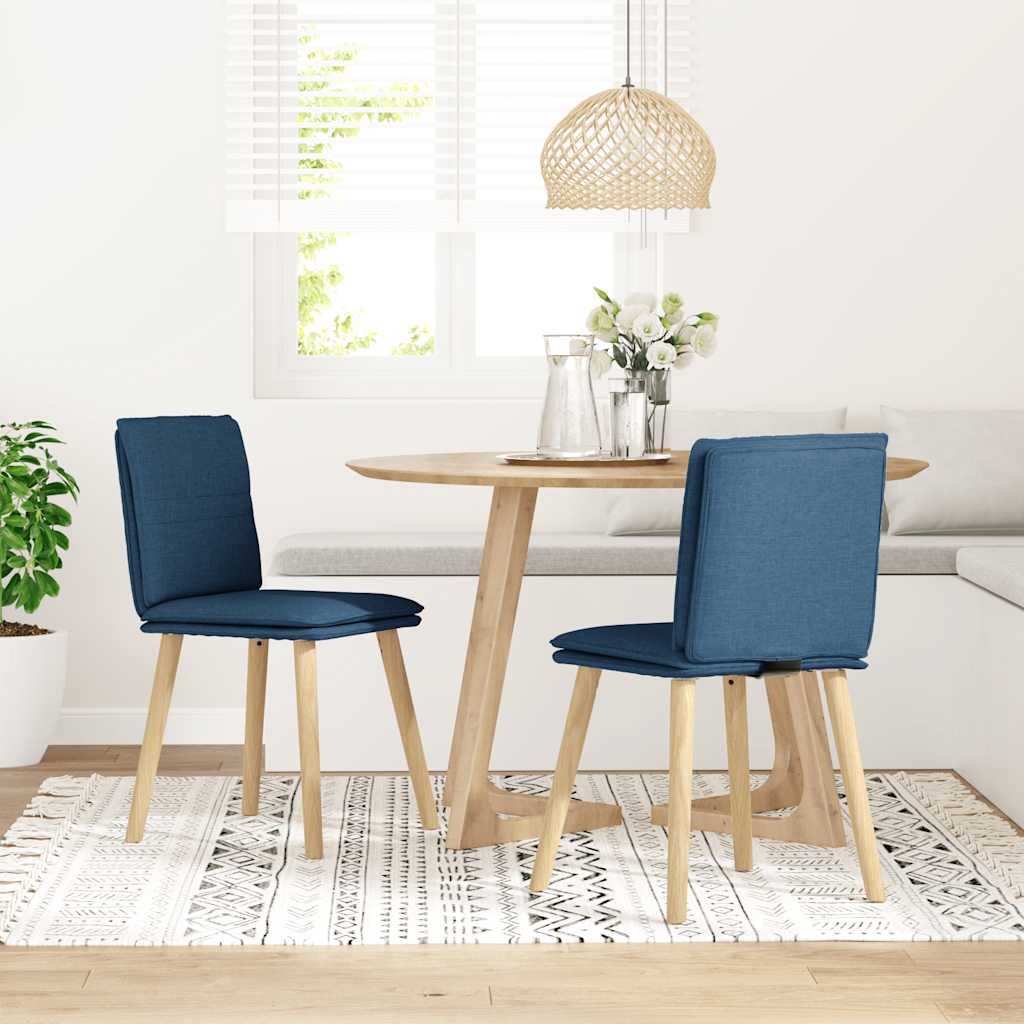 Sedie da Pranzo 2 pz Blu in Tessuto | homemem39