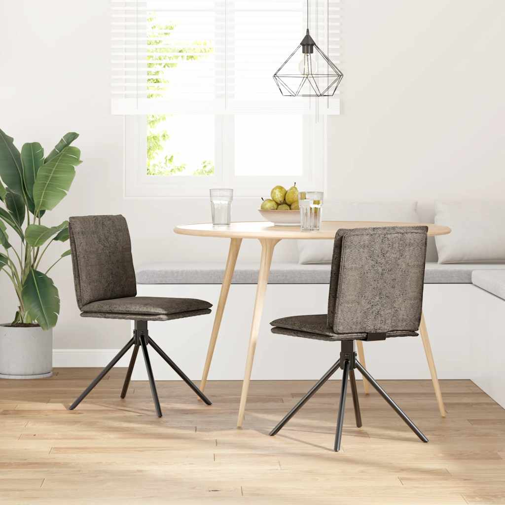 Sedia da Pranzo Grigio Scuro in Similpelle Scamosciata