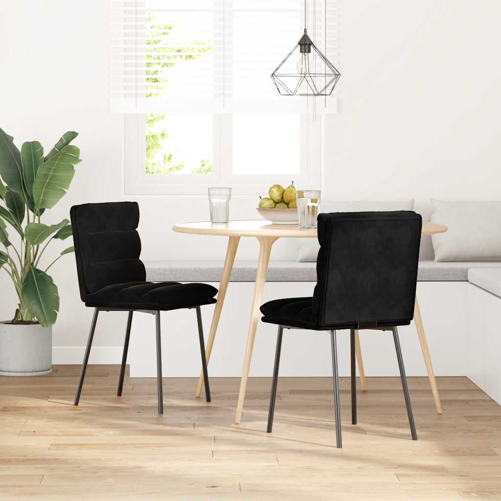 Sedie da Pranzo 2 pz Nere in Velluto | homemem39