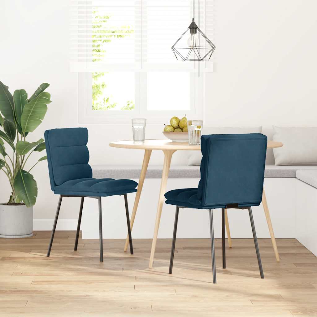 Sedie da Pranzo 2 pz Blu in Velluto | homemem39