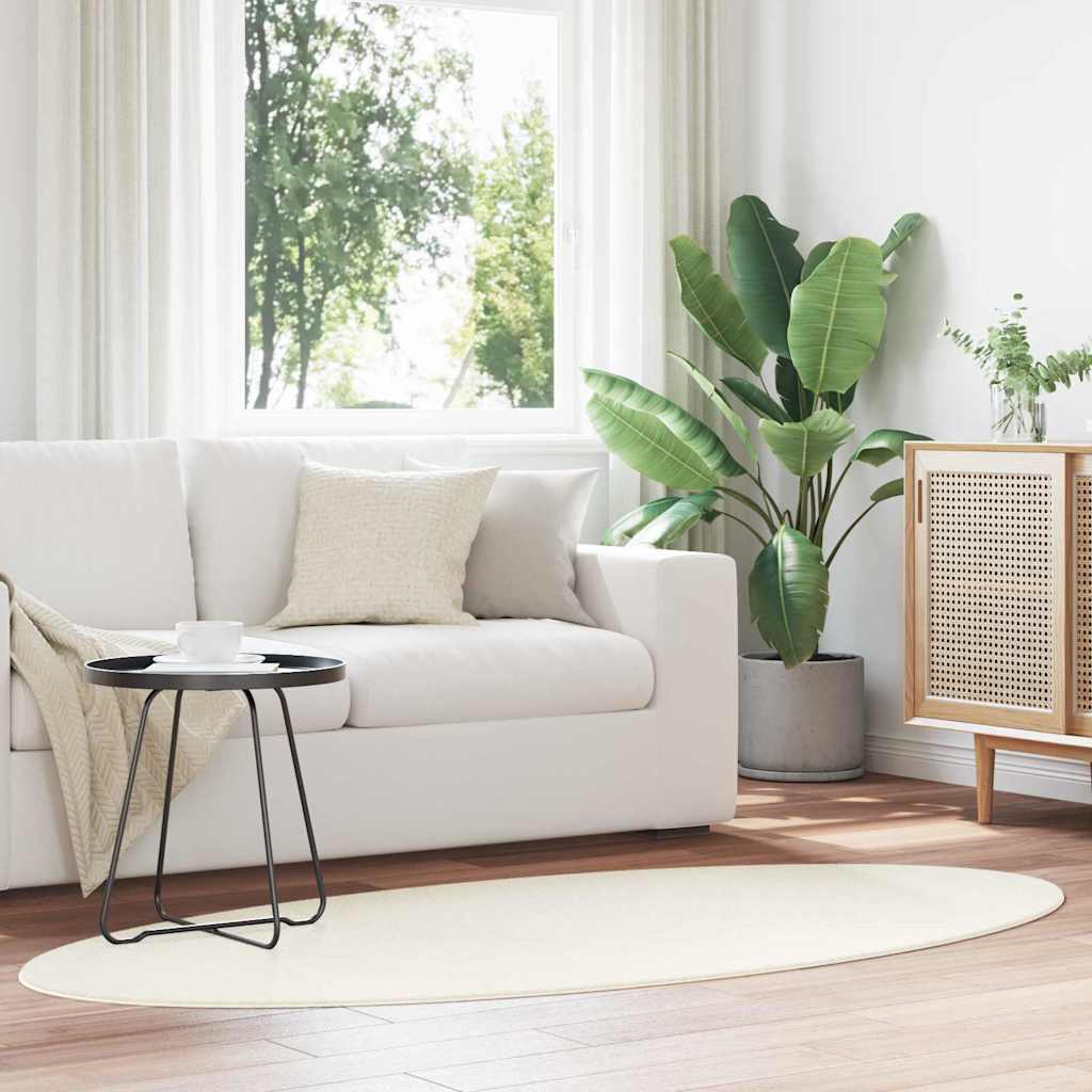 Tappeti per area Ovale HUARTE Crema 100 x 200 cm | homemem39