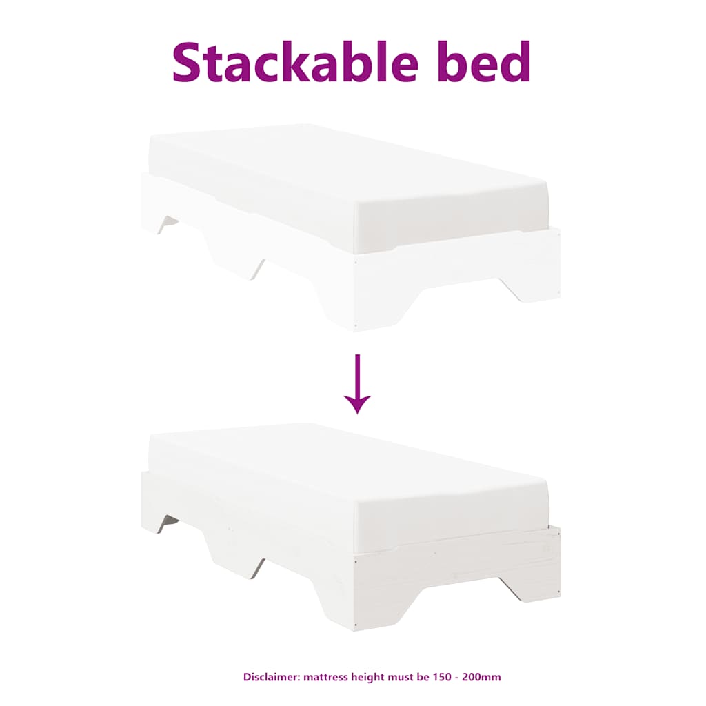 Giroletto senza Materasso Impilabile Bianco 90x190 cm Legno | homemem39
