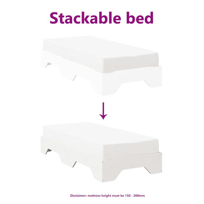 Giroletto senza Materasso Impilabile Bianco 90x190 cm Legno | homemem39