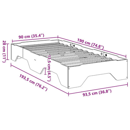 Giroletto senza Materasso Impilabile Bianco 90x190 cm Legno | homemem39