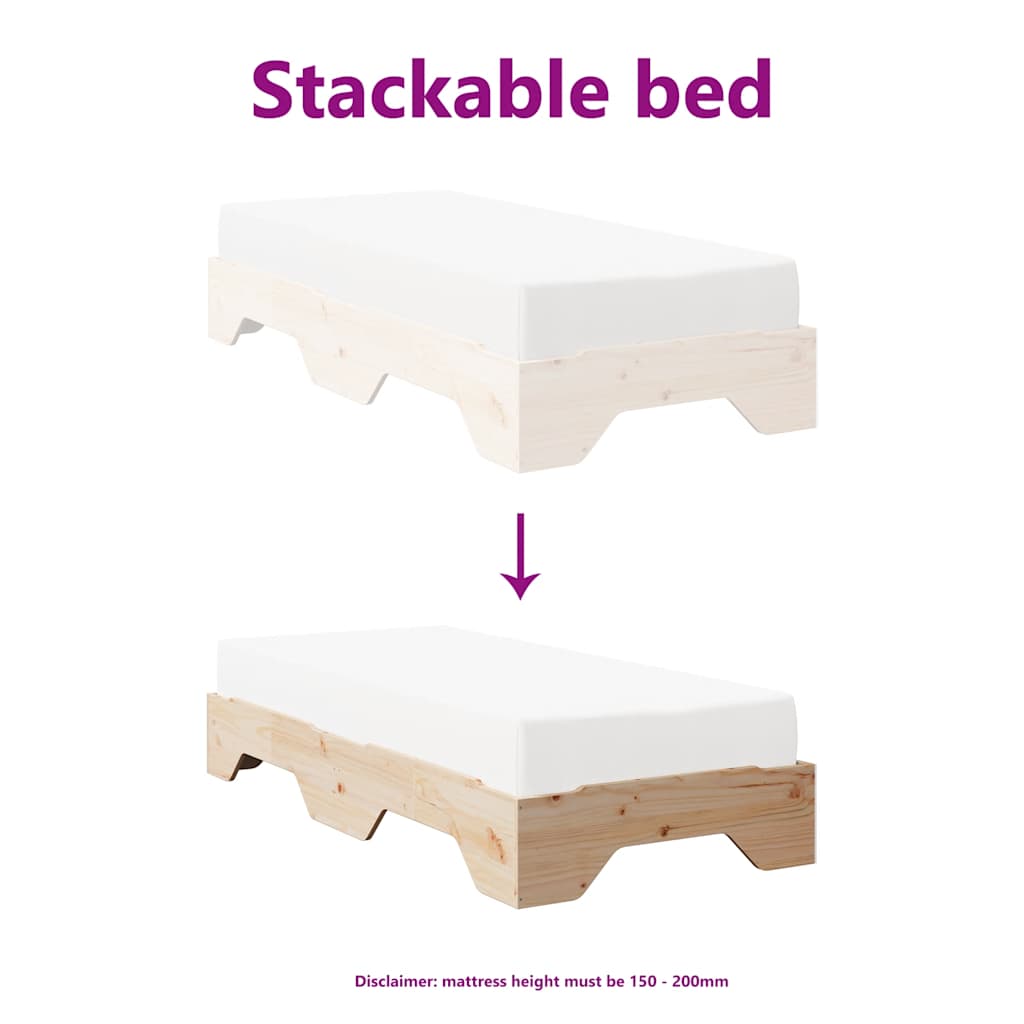 Giroletto senza Materasso Impilabile 75x190 cm Legno Massello | homemem39