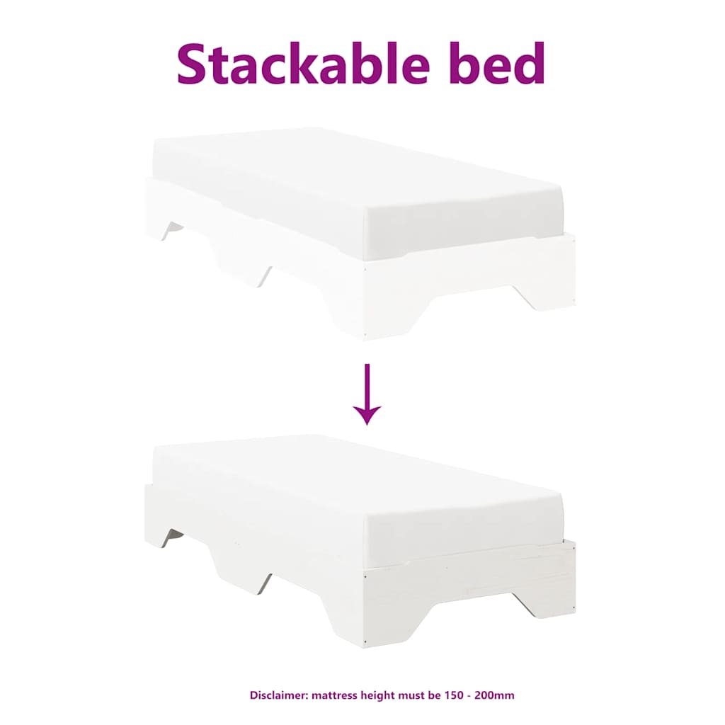 Giroletto senza Materasso Impilabile Bianco 75x190 cm Legno | homemem39
