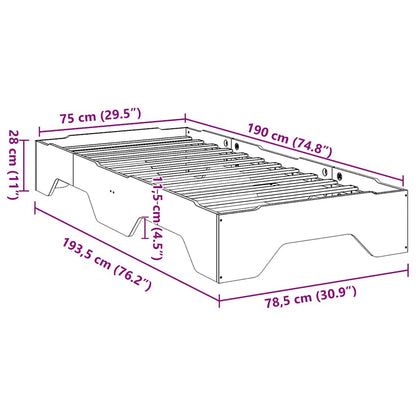 Giroletto senza Materasso Impilabile Bianco 75x190 cm Legno | homemem39