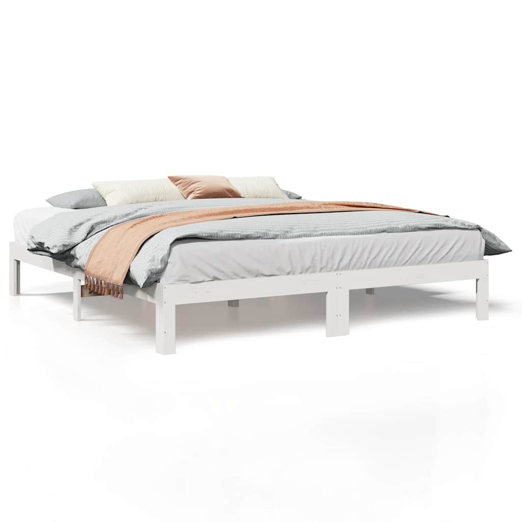Giroletto senza Materasso Bianco 160x200 cm Legno Massello Pino | homemem39