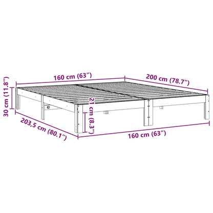 Giroletto senza Materasso Marrone Cera 160x200 cm Legno di Pino - homemem39